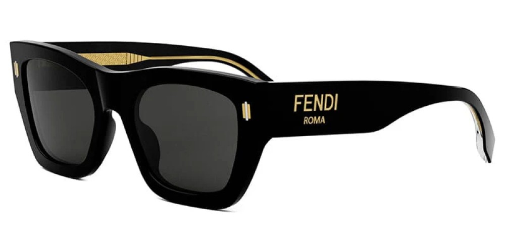 Fendi FE40100I - 01A - 53 Okulary przeciwsłoneczne Czarny Kanciaste