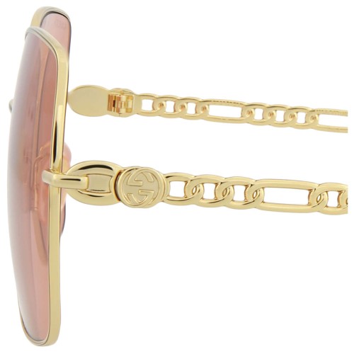Gucci GG0724S WITHOUT CHAIN - 005 - 61 Okulary przeciwsłoneczne Złoty Kanciaste