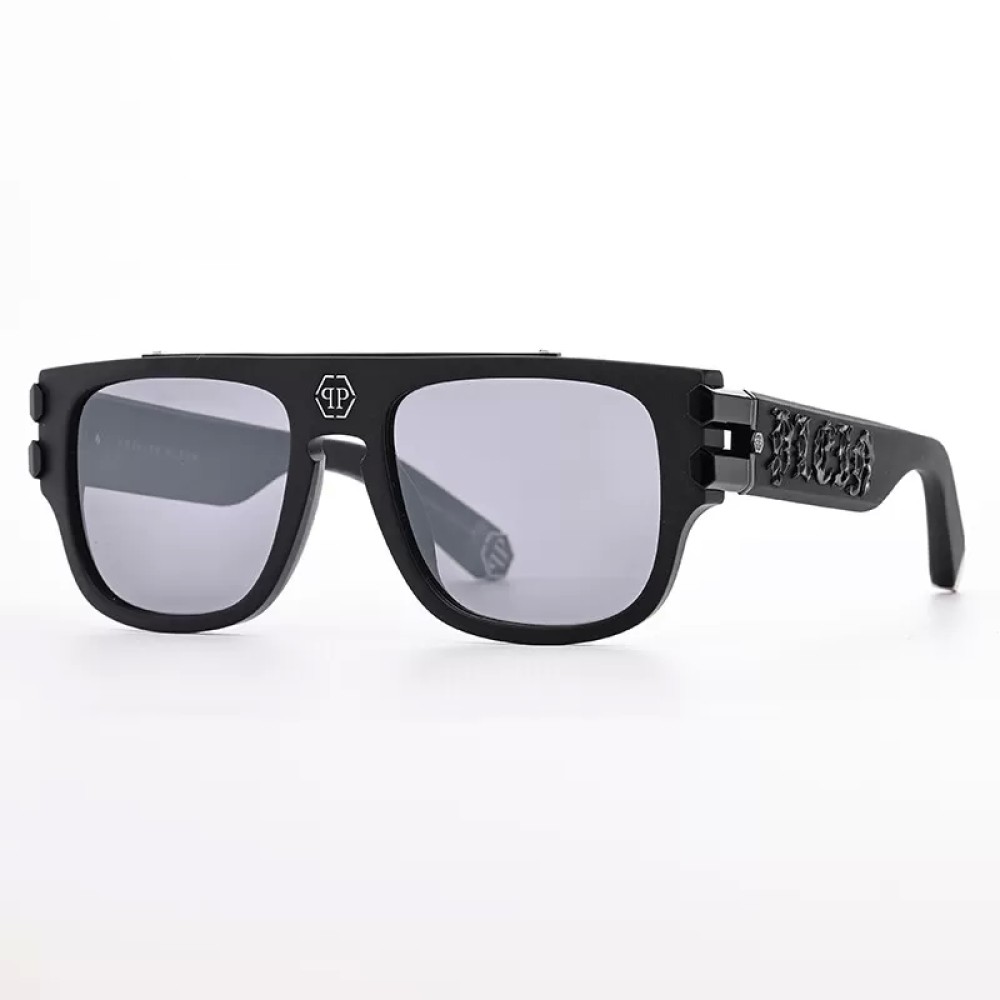 Philipp Plein SPP011X PURE PLEASURE LONDON - 0703 - 55 Okulary przeciwsłoneczne Czarny Kanciaste