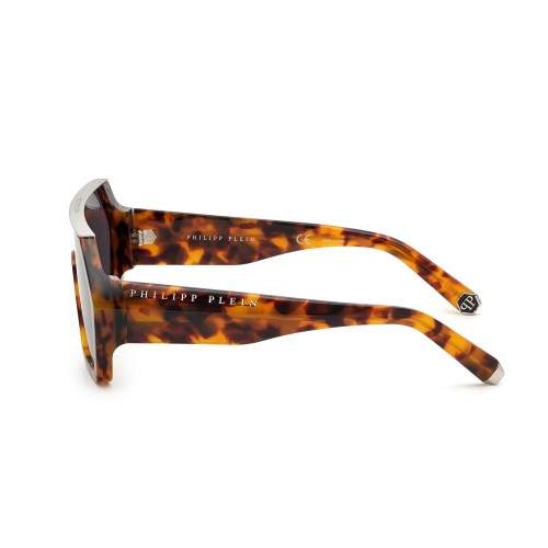 Philipp Plein SPP047 HEXAGON CAMOU - 0728 Okulary przeciwsłoneczne Havanna Płaska góra