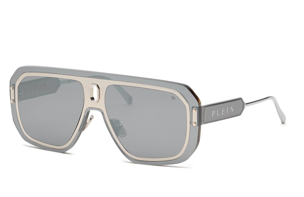 Philipp Plein SPP050 ADVENTURE MASK - 579X Okulary przeciwsłoneczne Srebrny Pilotki (aviator)