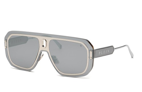 Philipp Plein SPP050 ADVENTURE MASK - 579X Okulary przeciwsłoneczne Srebrny Pilotki (aviator)