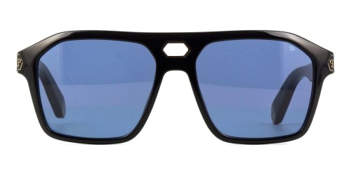 Philipp Plein SPP072 BRAVE SHADES - 0700 - 57 Okulary przeciwsłoneczne Czarny Pilotki (aviator)