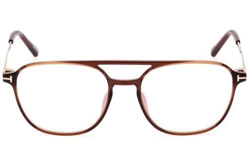 Tom Ford TF5874-B - 048 - 54 - Z SOCZEWKAMI Z FILTREM ŚWIATŁA NIEBIESKO-FIOLETOWEGO Oprawki korekcyjne Havanna Pilotki (aviator)