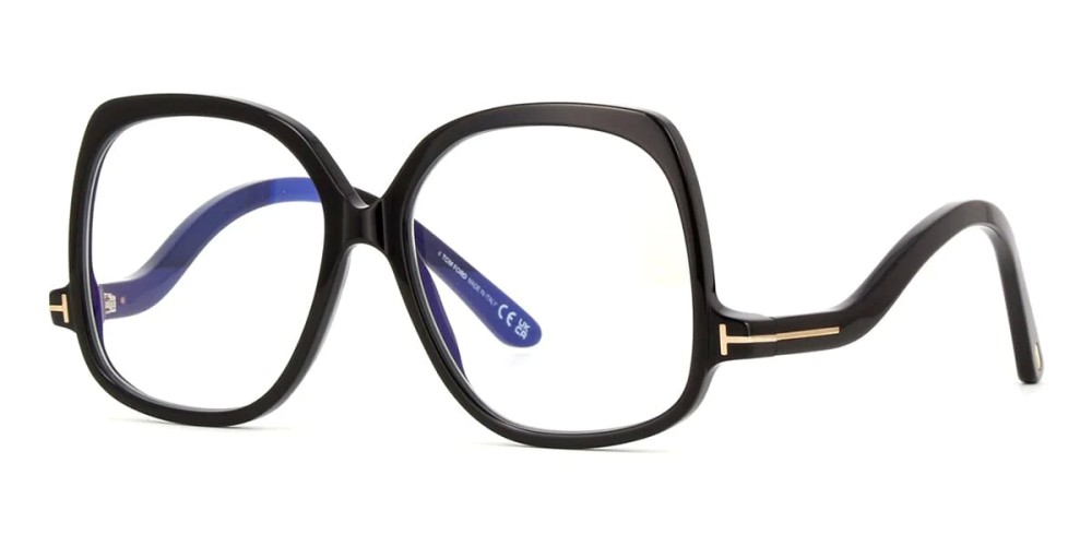 Tom Ford TF5968-B ECO - 001 - 54 - Z SOCZEWKAMI Z FILTREM ŚWIATŁA NIEBIESKO-FIOLETOWEGO Oprawki korekcyjne Czarny Kanciaste