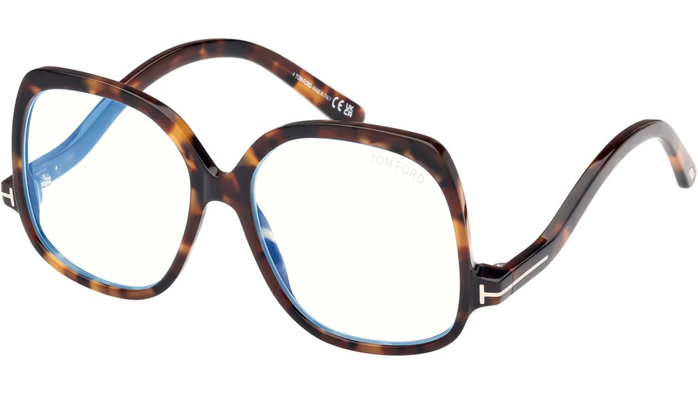 Tom Ford TF5968-B ECO - 052 - 54 - Z SOCZEWKAMI Z FILTREM ŚWIATŁA NIEBIESKO-FIOLETOWEGO Oprawki korekcyjne Havanna Kanciaste