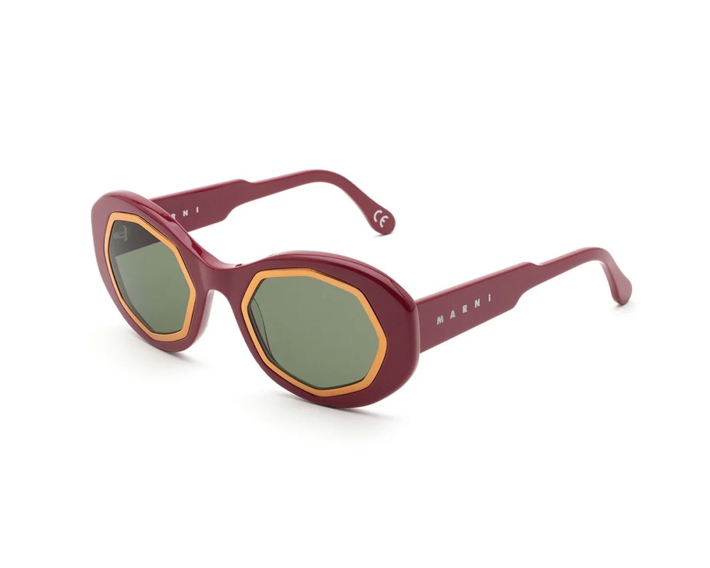 Marni XQB Mount Bromo Bordeaux - 52 Okulary przeciwsłoneczne Burgundija Owalny
