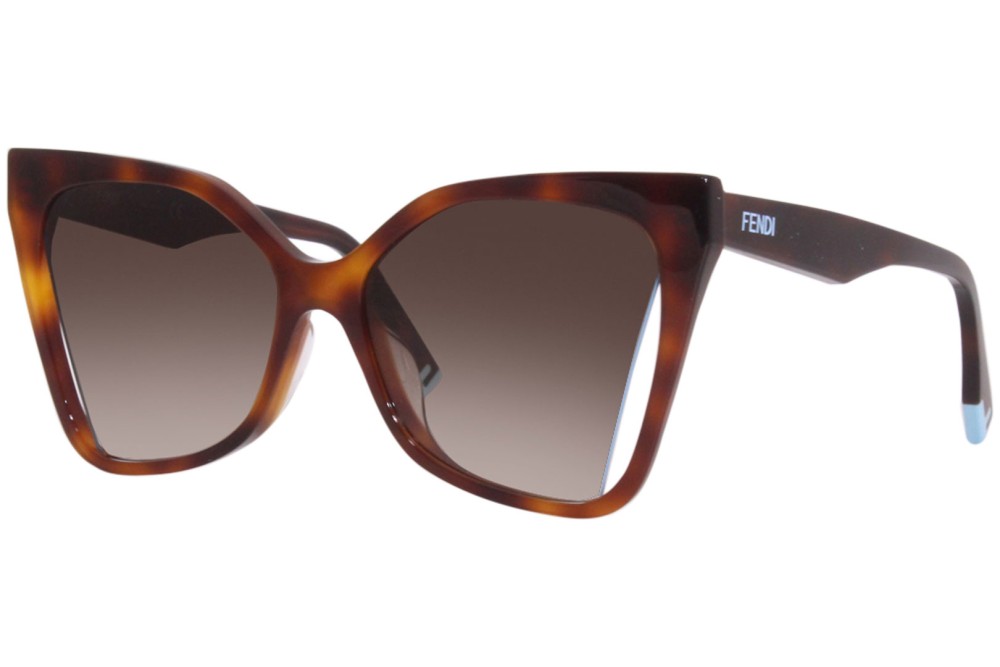 Fendi FE40010U - 53F - 55 Okulary przeciwsłoneczne Havanna Kocie oczy