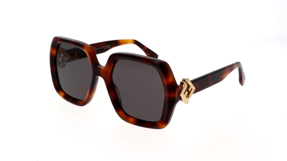 Fendi FE40139F - 53A - 54 Okulary przeciwsłoneczne Havanna Kanciaste