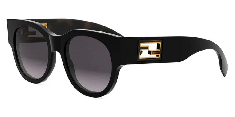 Fendi FE40147I - 01B - 53 Okulary przeciwsłoneczne Czarny Okrągły
