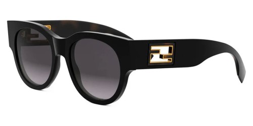 Fendi FE40147I - 01B - 53 Okulary przeciwsłoneczne Czarny Okrągły