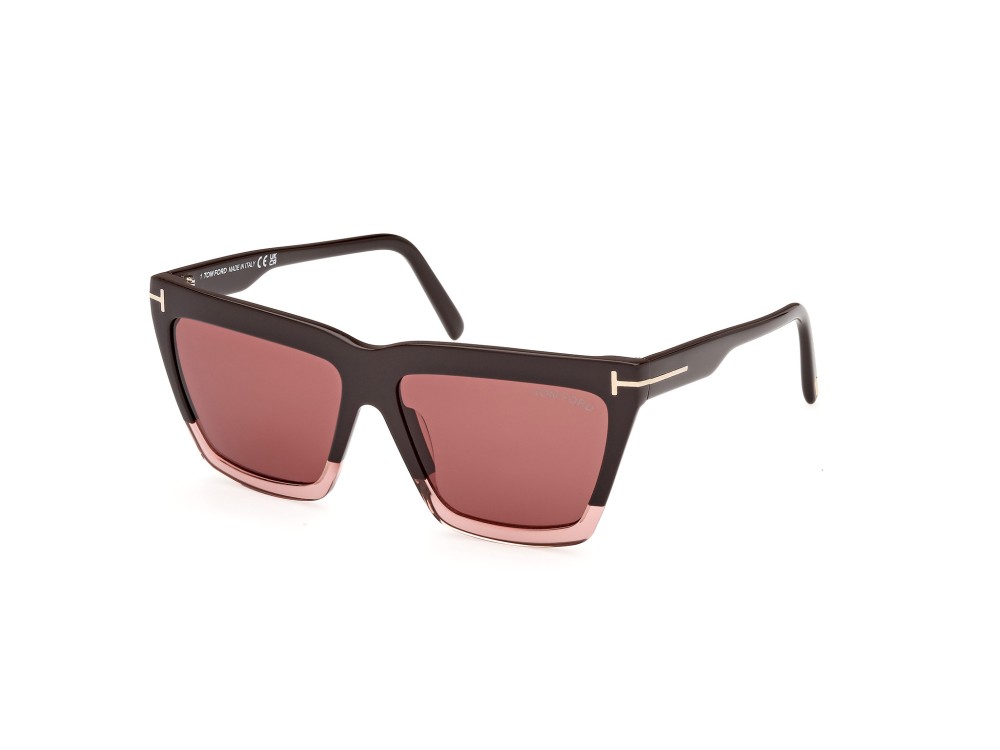 Tom Ford FT1110 EDEN - 50Z - 56 Okulary przeciwsłoneczne Brązowy, Różowy Kanciaste