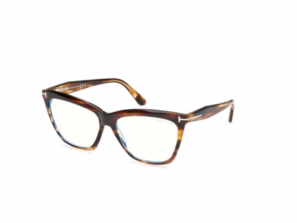 Tom Ford TF6064-B - 055 - 56 - Z SOCZEWKAMI Z FILTREM ŚWIATŁA NIEBIESKO-FIOLETOWEGO Oprawki korekcyjne Havanna Kocie oczy