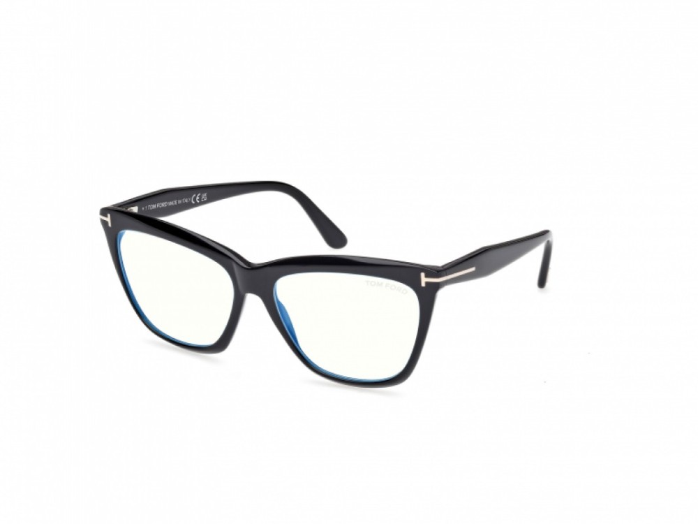 Tom Ford TF6064-B-ECO - 001 - 56 - Z SOCZEWKAMI Z FILTREM ŚWIATŁA NIEBIESKO-FIOLETOWEGO Oprawki korekcyjne Czarny Kocie oczy